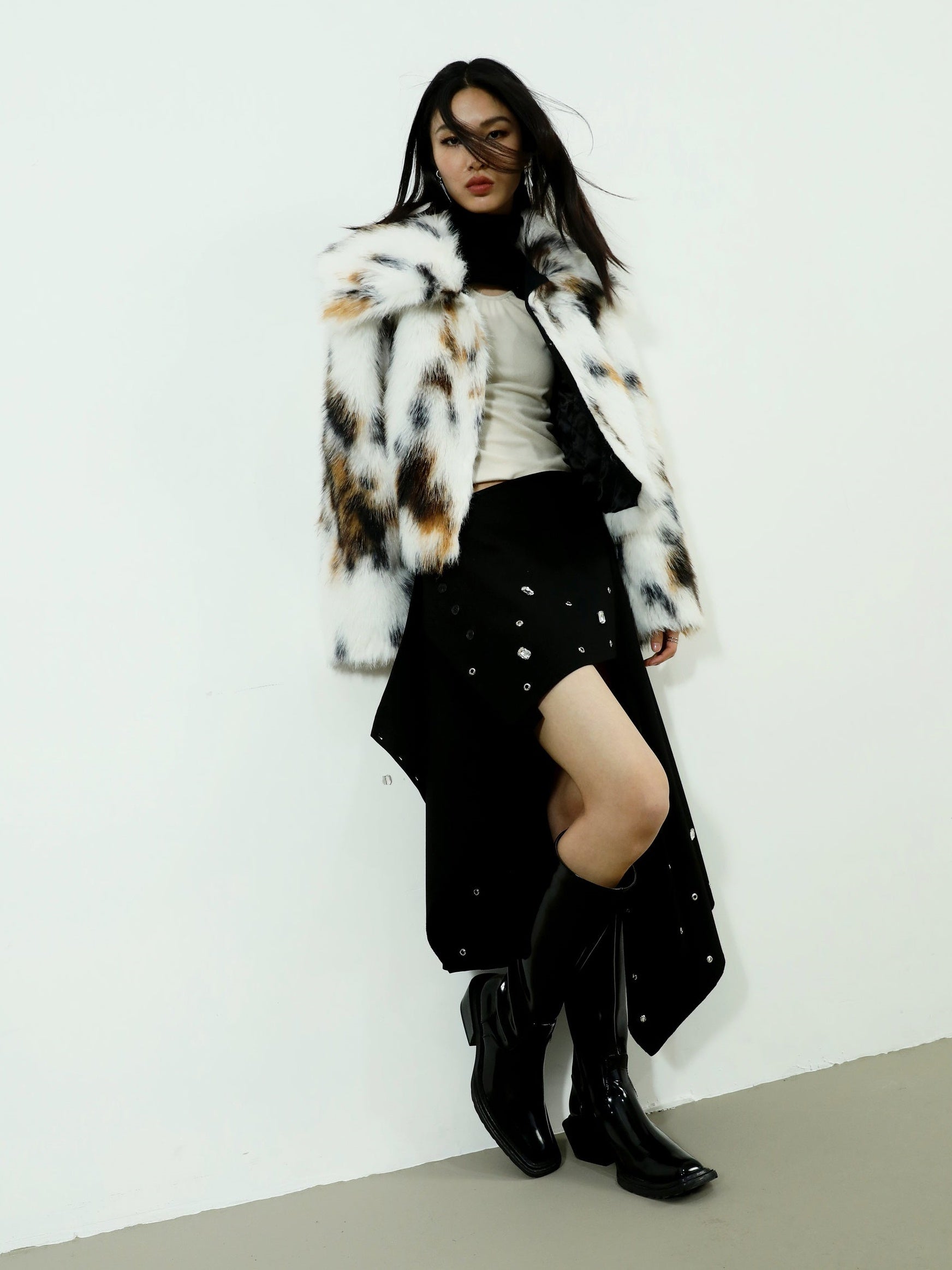 Animal Pattern Imitation Fur Short Coat