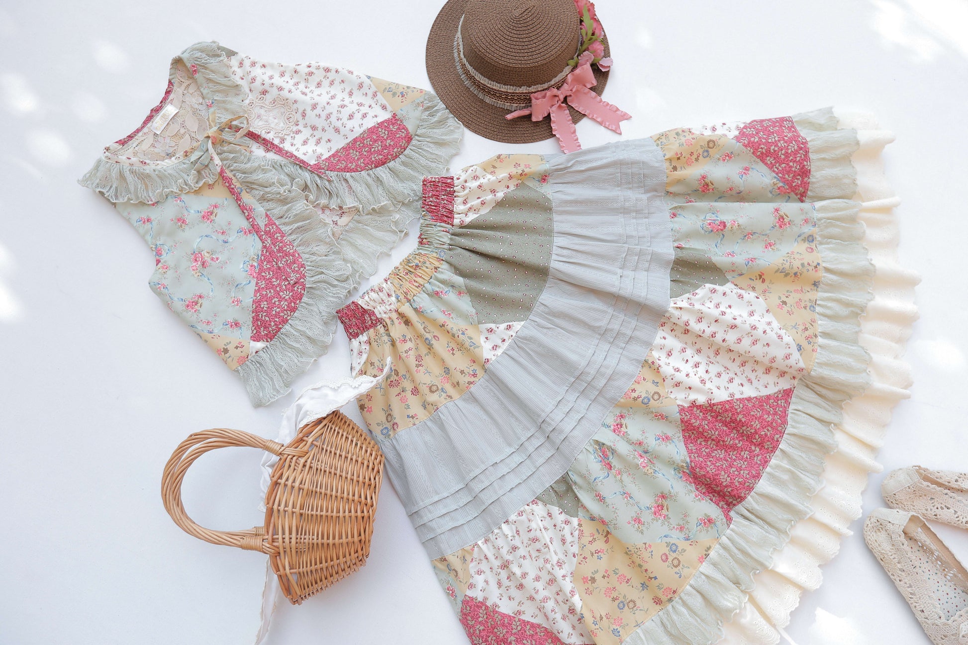 SweetDreamer - Nemo's Garden - Country Lolita Patchwork Skirt