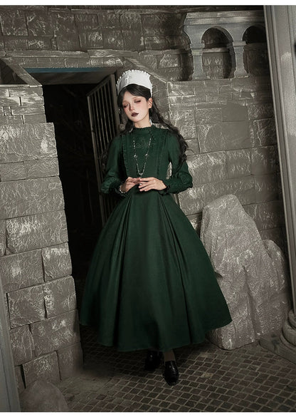 With PUJI - Letter and Poetry ﾂｷ Abyss Clinic - Gothic Lolita Green Dress Set