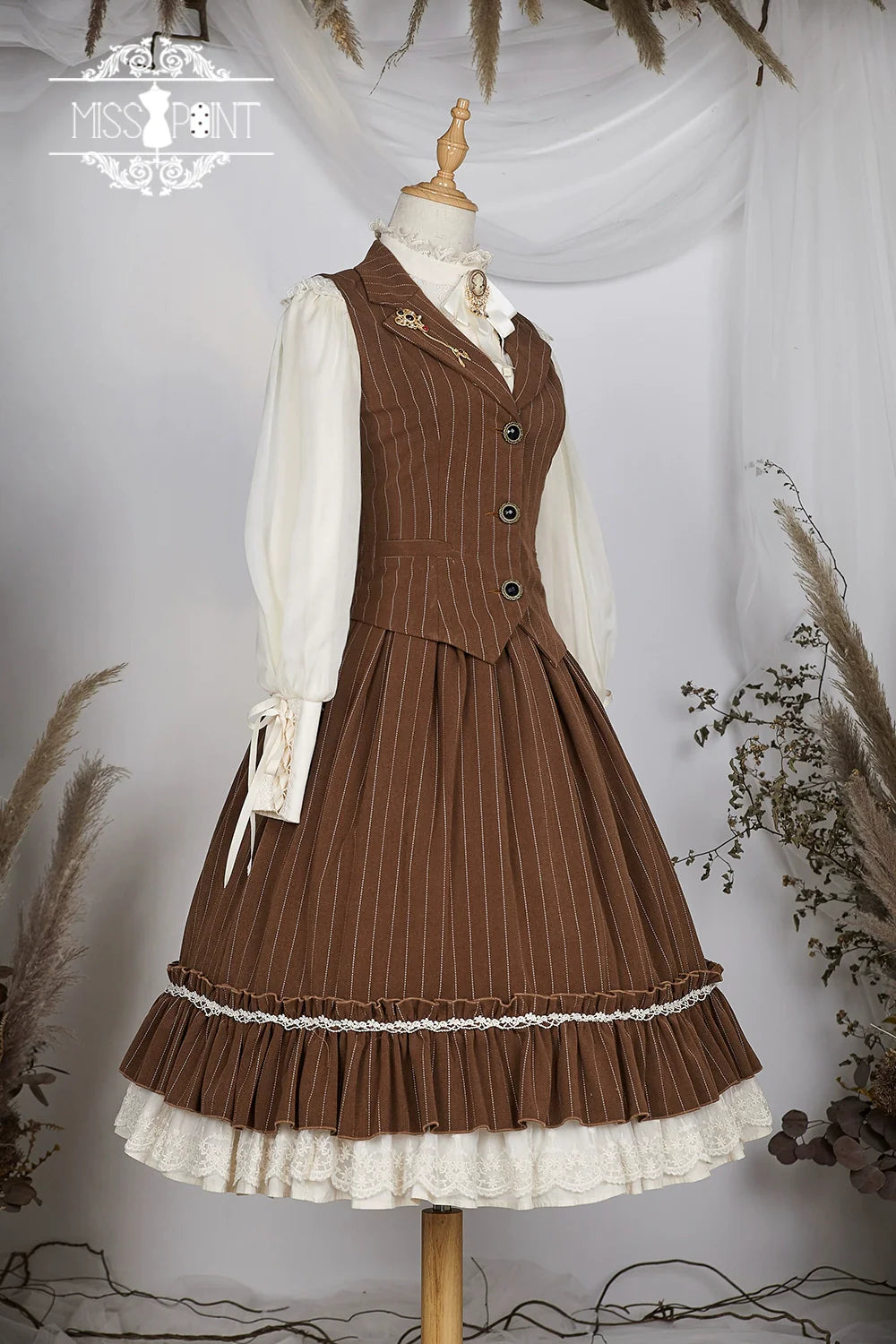 Miss Point - Rose Doll - Elegant Lolita Striped Fishbone Skirt