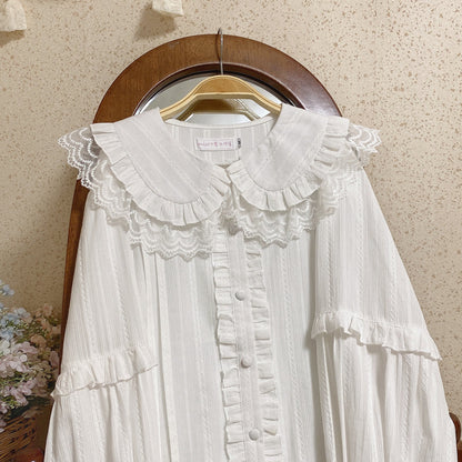 MIST - Cream Sweetheart - Kawaii Lolita Long-sleeve Blouse Multicolors