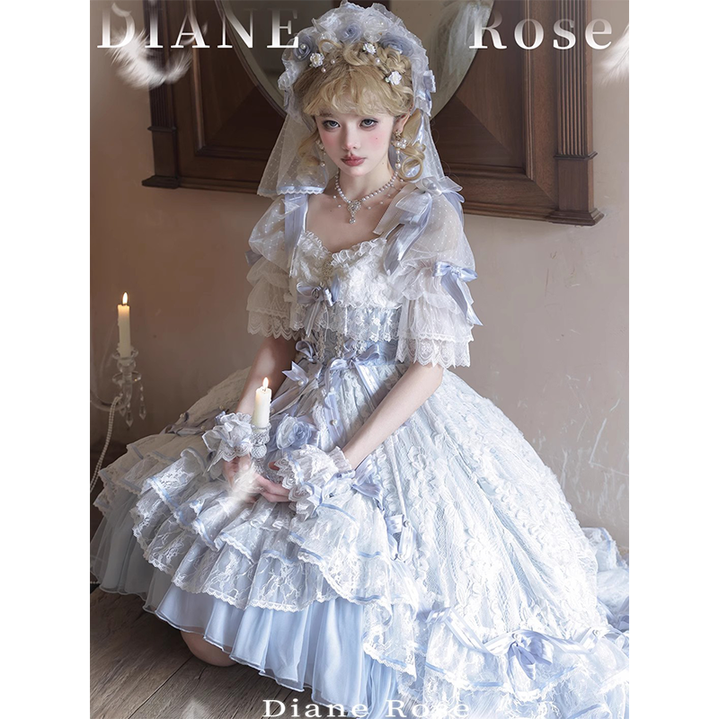 MieYe - Diana Rose - Bridal Lolita Dress Short Wedding OP with Accessories