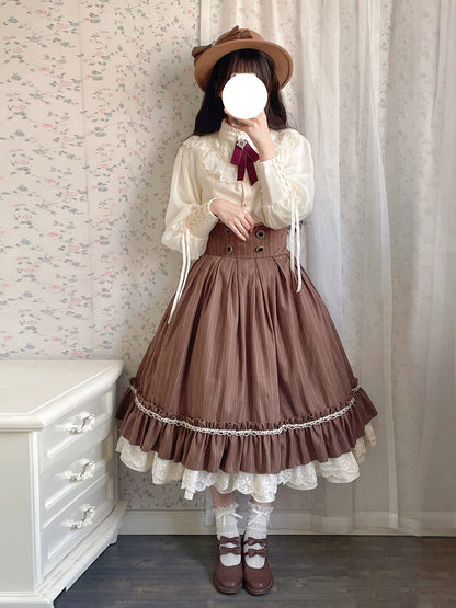 Miss Point - Rose Doll - Elegant Lolita Striped Fishbone Skirt