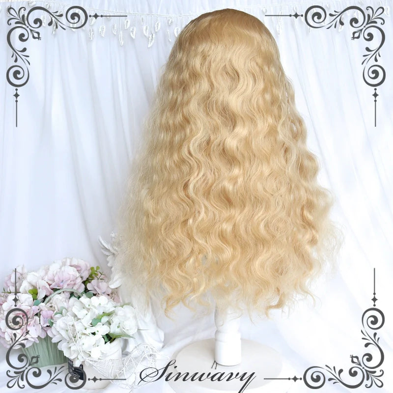 Sinwavy - Black Gold Girl - Elegant Lolita Wig Golden Long Curly Hair