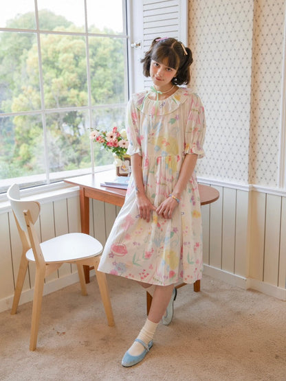 Loose Chiffon Short-sleeved Dress 【s0000002486】