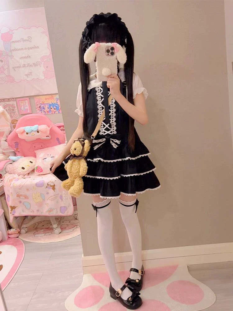 To Alice - Old School Lolita Salopette Suit Tiered Dress