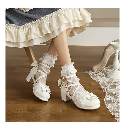 Yana - Chinese Style Yana - Plus size Qi Lolita Shoes Bow Pearl Lolita Sandal