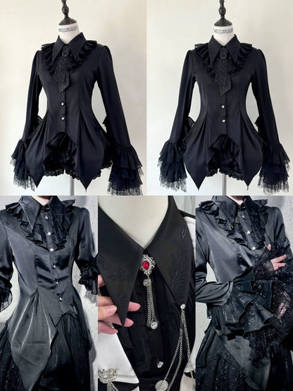 Silent Mars - Raven Crown - Gothic Lolita Suit Shirt Military Coat Skirt and Pants