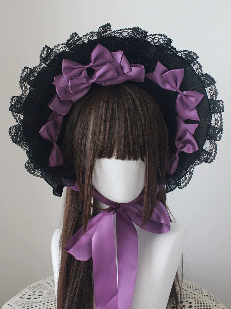 Deer Girl - Gothic Lolita Handmade Bonnet with Bows and Beads