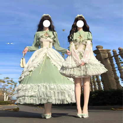 Daydream Whisper - Toting Basil - Plus Size Wedding Lolita Dress Green Bridal JSK
