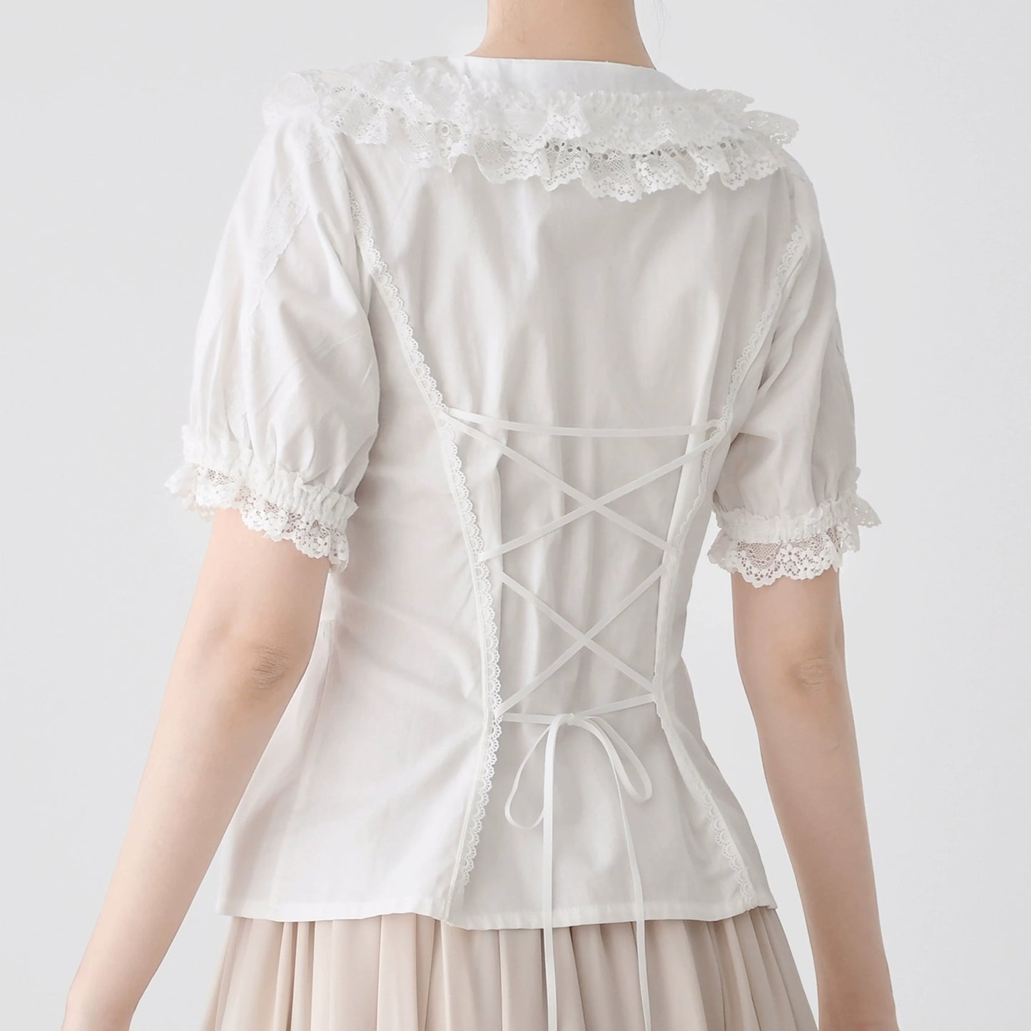 MIST - Hyde Garden - Cotton Lolita Blouse Puff Short Sleeve Shirt