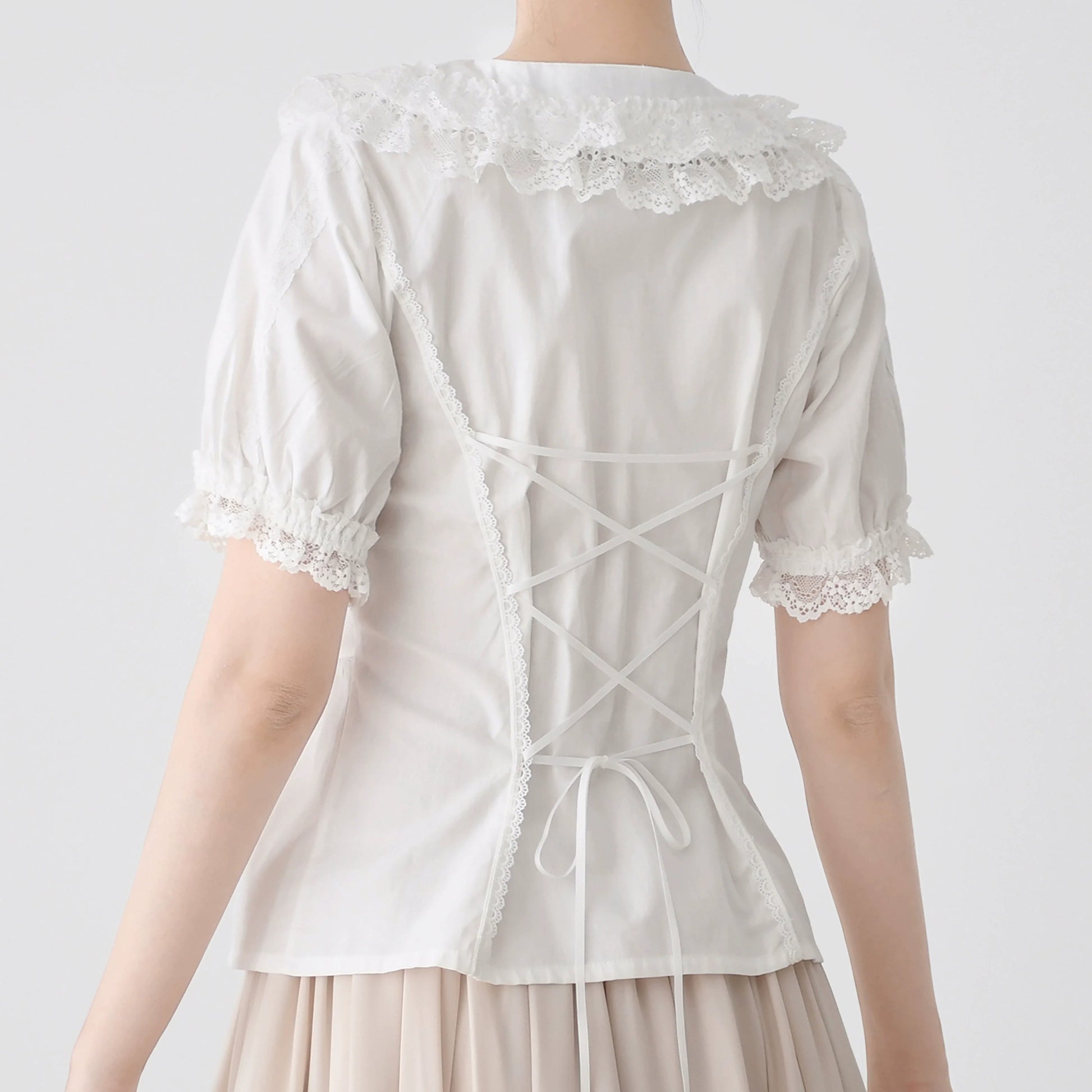 MIST - Hyde Garden - Cotton Lolita Blouse Puff Short Sleeve Shirt