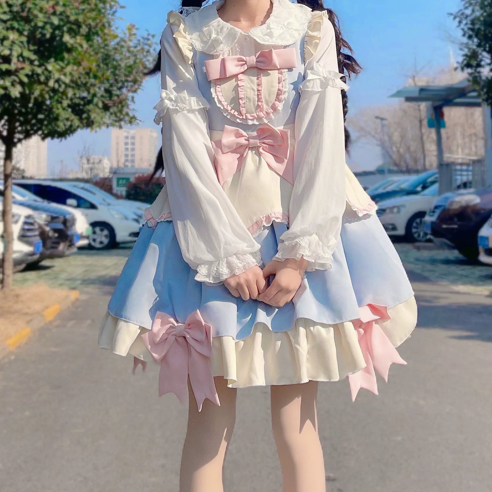DMFS Lolita - Sweet Lolita Blouse Double-layered Puff Sleeves Lolita Shirt
