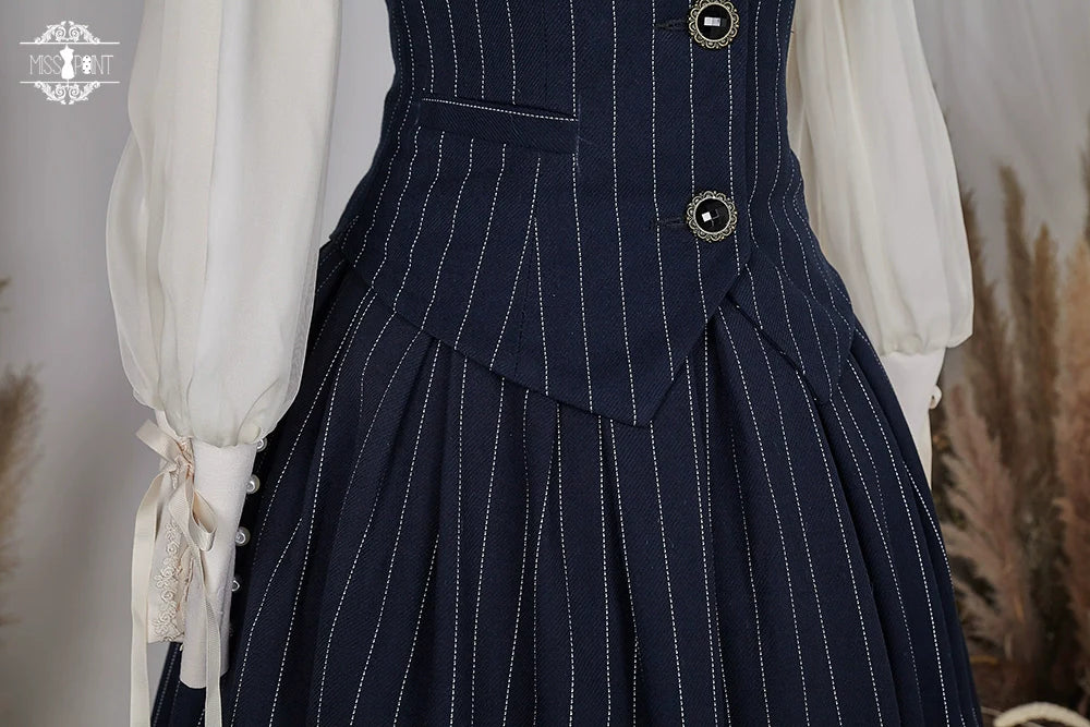 Miss Point - Rose Doll - Elegant Lolita Striped Fishbone Skirt
