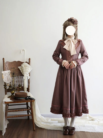 Miss Point - Classical Chocolate - Classic Lolita Skirt Elegant Striped SK