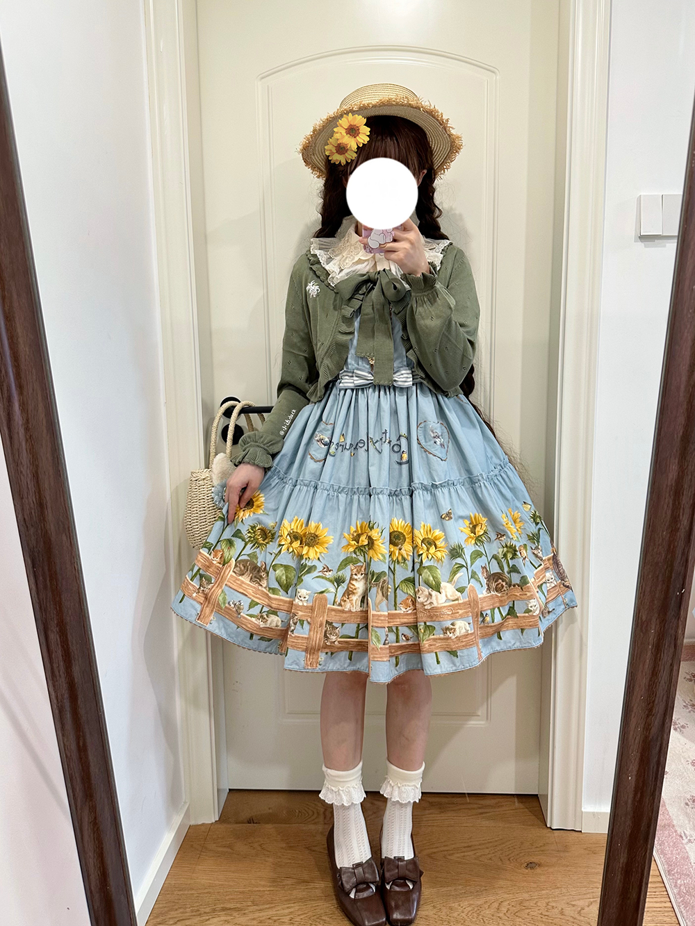 Polaris Lolita - Cat and Sunflower - Sweet Lolita JSK, Cat and Sunflower Print