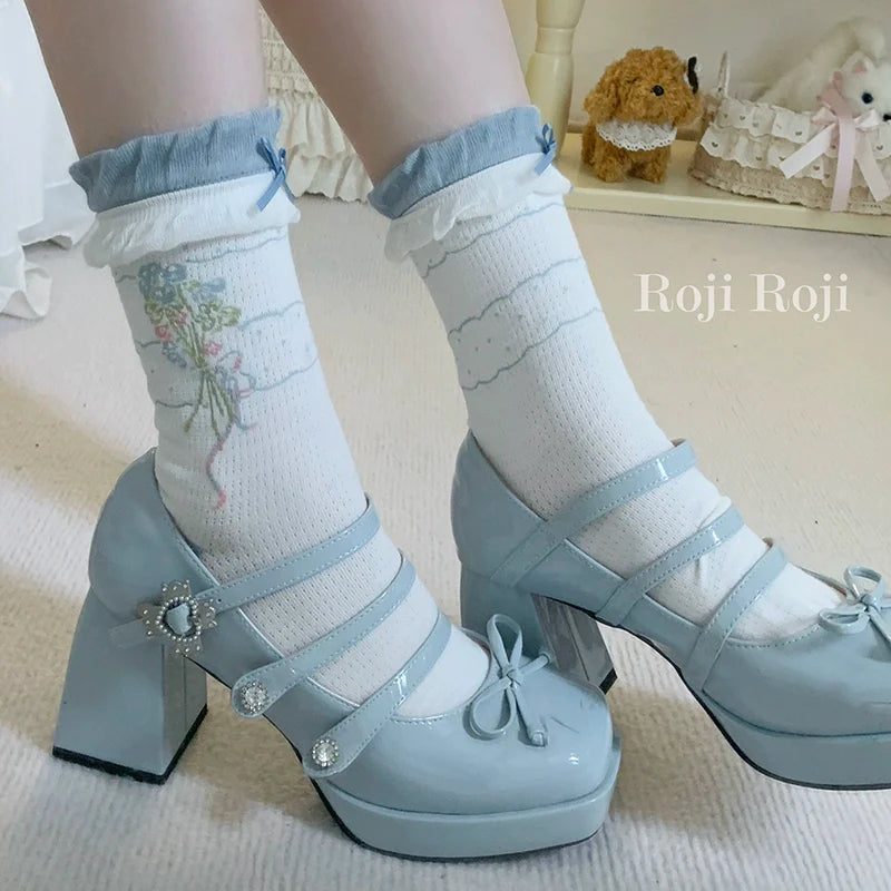 Roji Roji - Spring Floral - Sweet Cotton Lolita Ankle Socks