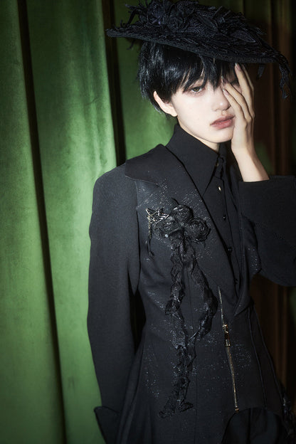 Princess Chronicles - Wind - Ouji Lolita Black Long Vest