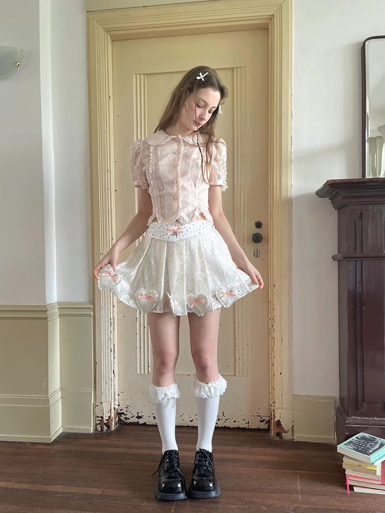 Puff sleeve short sleeve shirt【s0000008724】