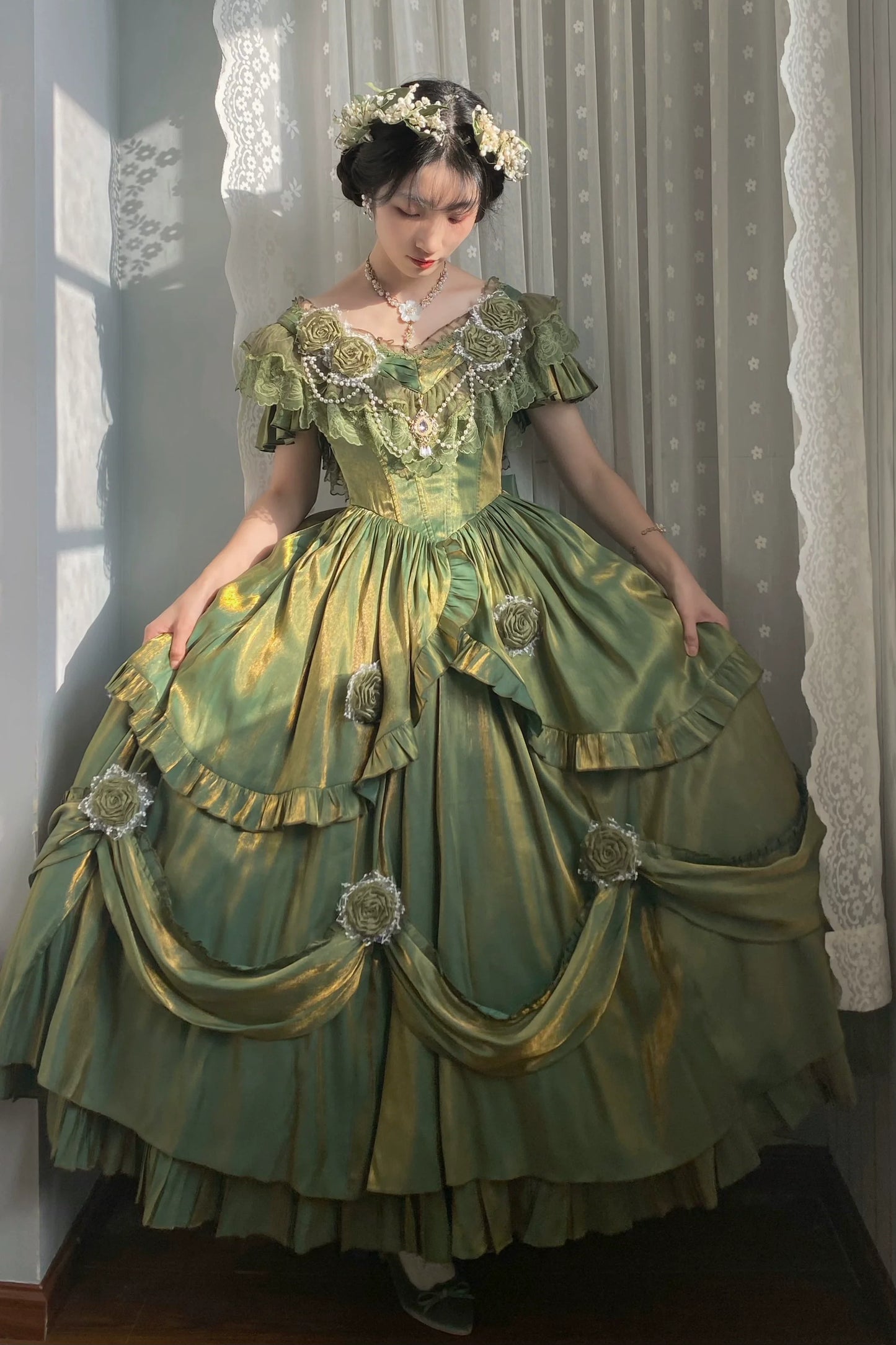 Meowing and fruity - Tana Manor - Classic Lolita OP Dress, Floral Decoration