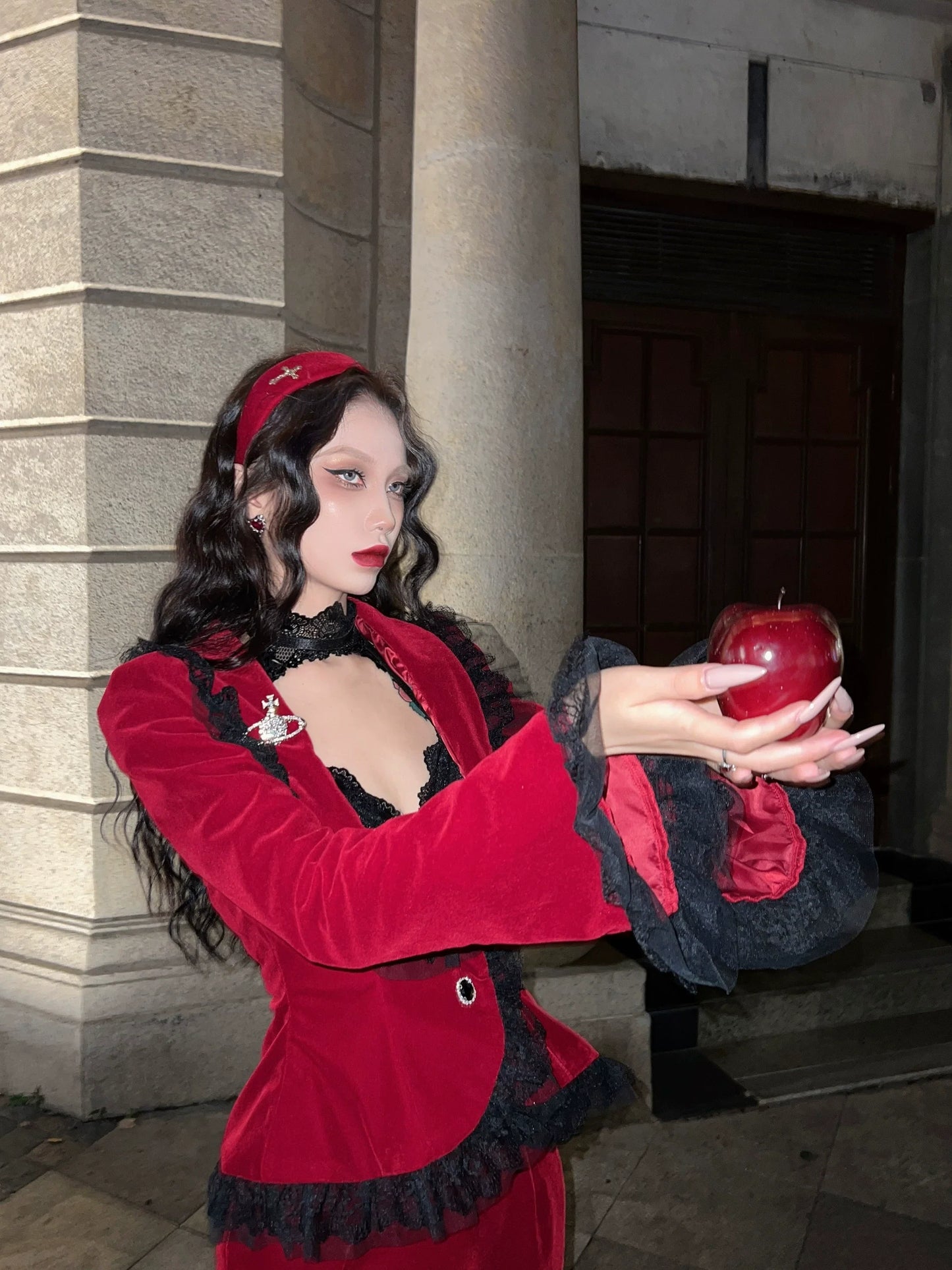 BLACKLIST - Poisonous Apple - Christmas Lolita Dress Bungundy Fishtail Skirt Set