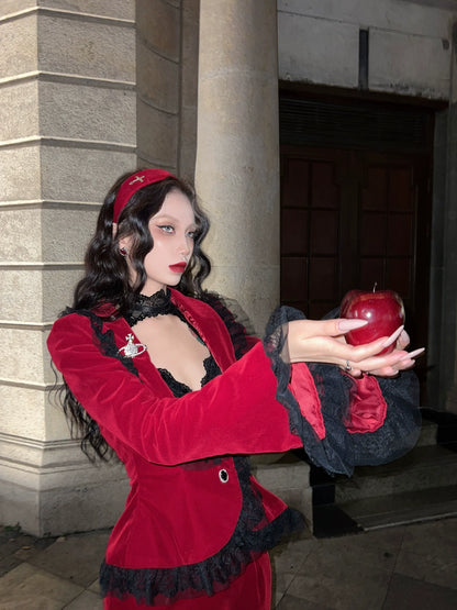 BLACKLIST - Poisonous Apple - Christmas Lolita Dress Bungundy Fishtail Skirt Set