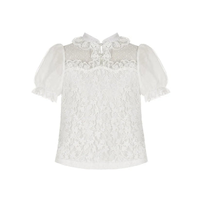 With PUJI - Moon Gauze - Qi Lolita Blouse Chinese Style Shirt