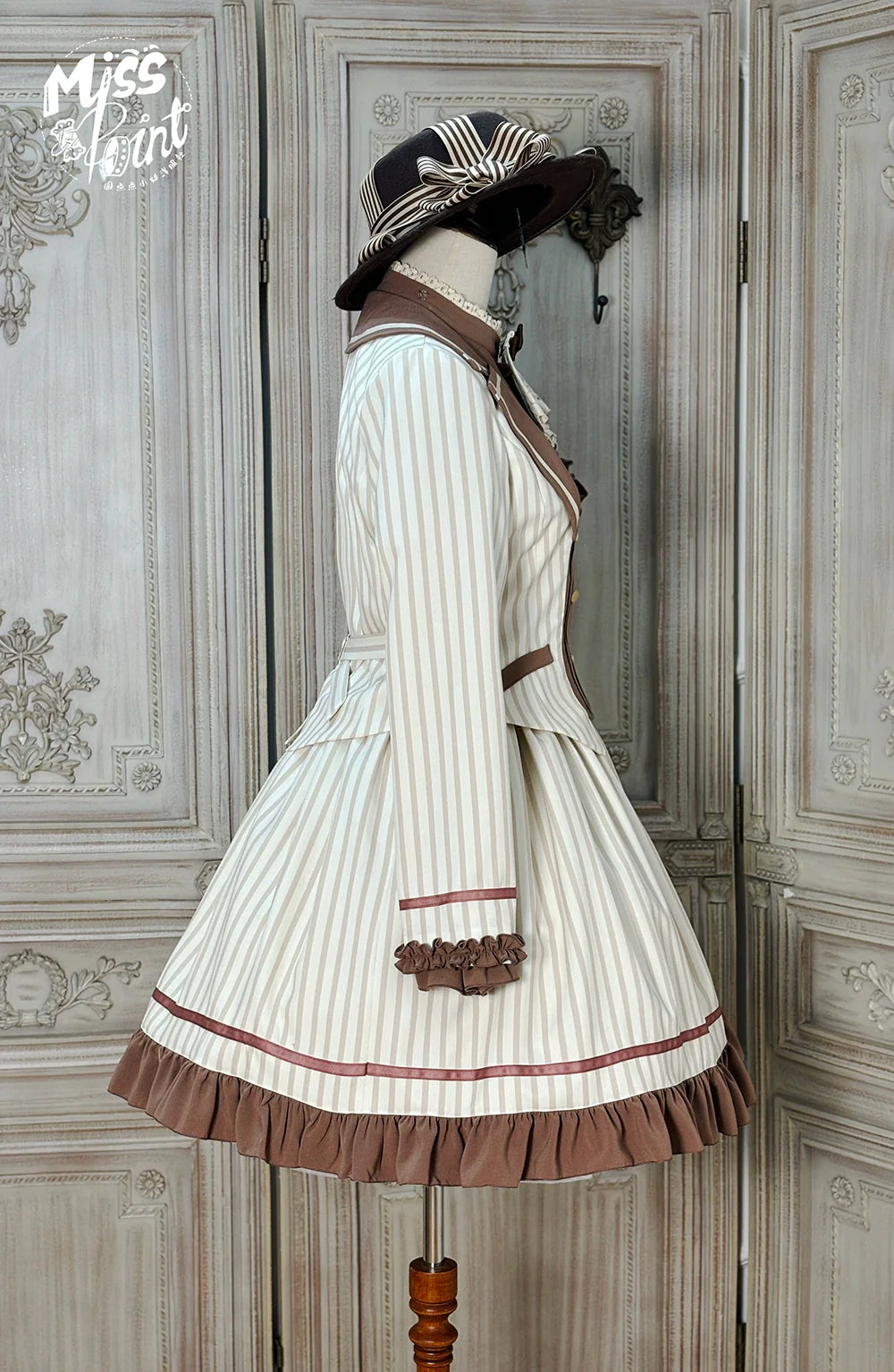 Miss Point - Classical Chocolate - Classic Lolita Jacket Elegant Striped Short Outwear