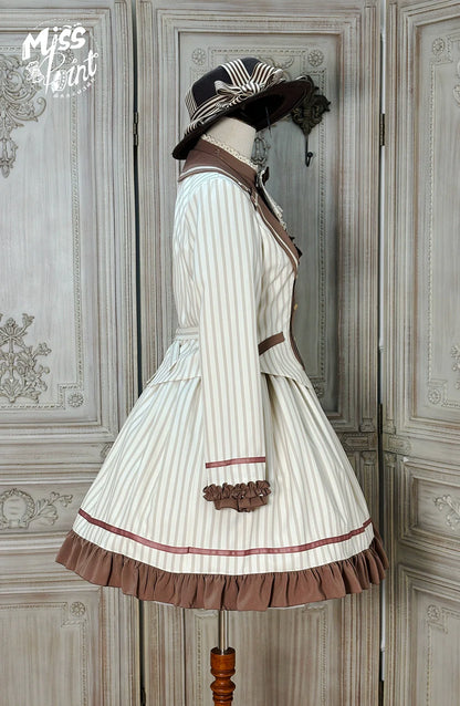 Miss Point - Classical Chocolate - Classic Lolita Jacket Elegant Striped Short Outwear