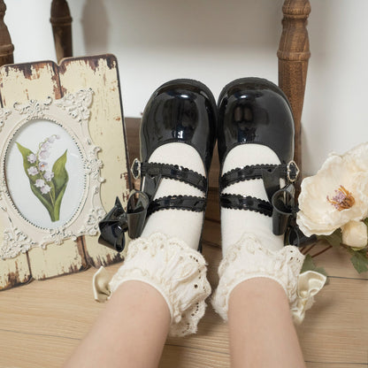 Dolly Doll - Apple Candy - Mary Jane Lolita Shoes Bow PU Low-Mid Heel Shoes