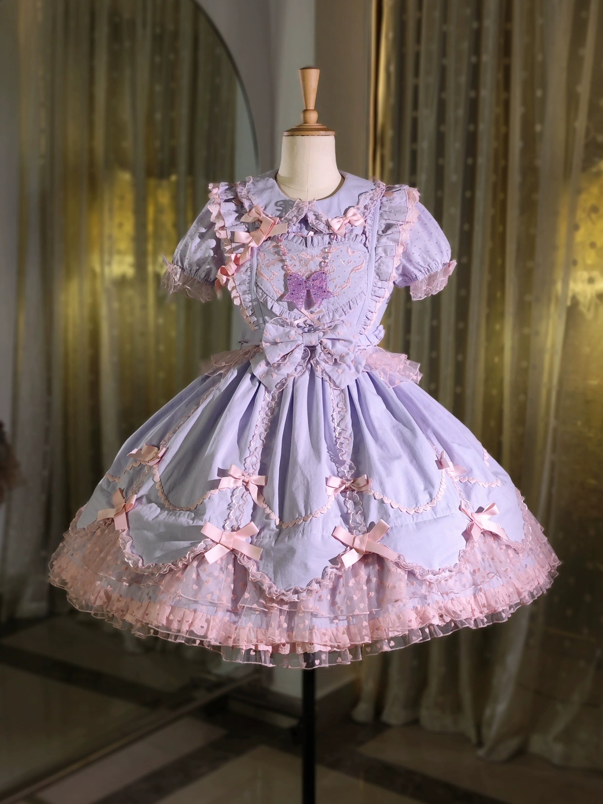 The Seventh Doll - Sweet Diary SP - Vintage Lolita Jumper Dress Petal-like Hem JSK Headdress Set