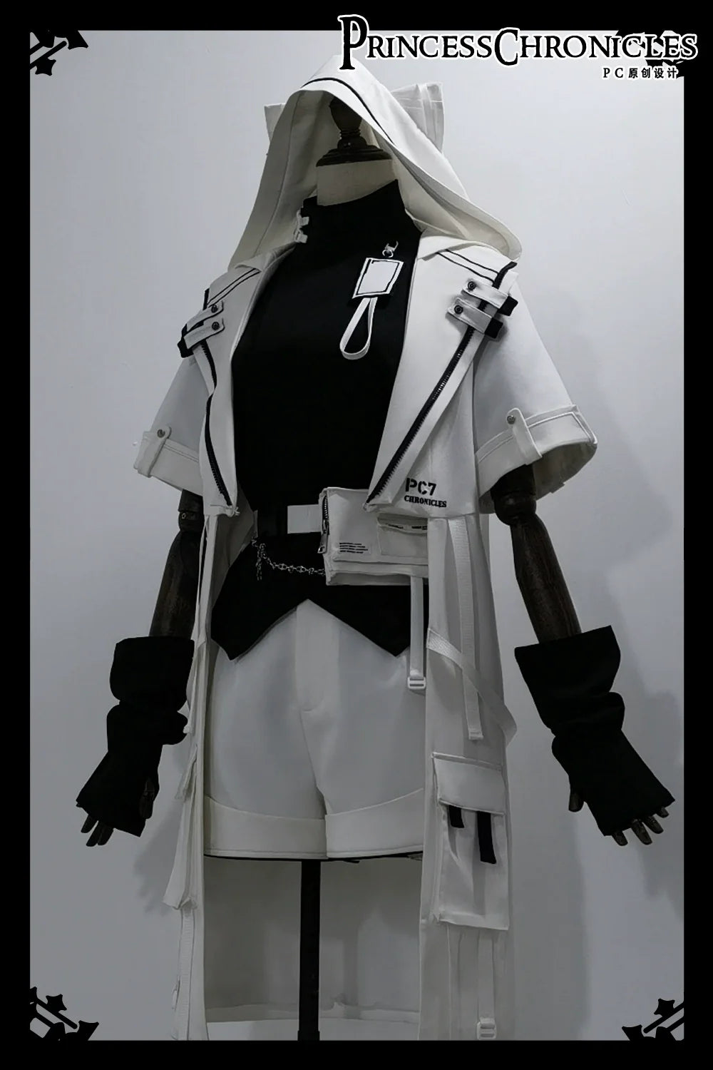 Princess Chronicles - White Cat - Futuristic Style Cool Lolita Pants Suit With Cat Ear Coat