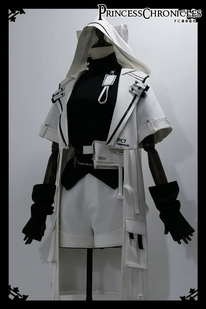 Princess Chronicles - White Cat - Futuristic Style Cool Lolita Pants Suit With Cat Ear Coat