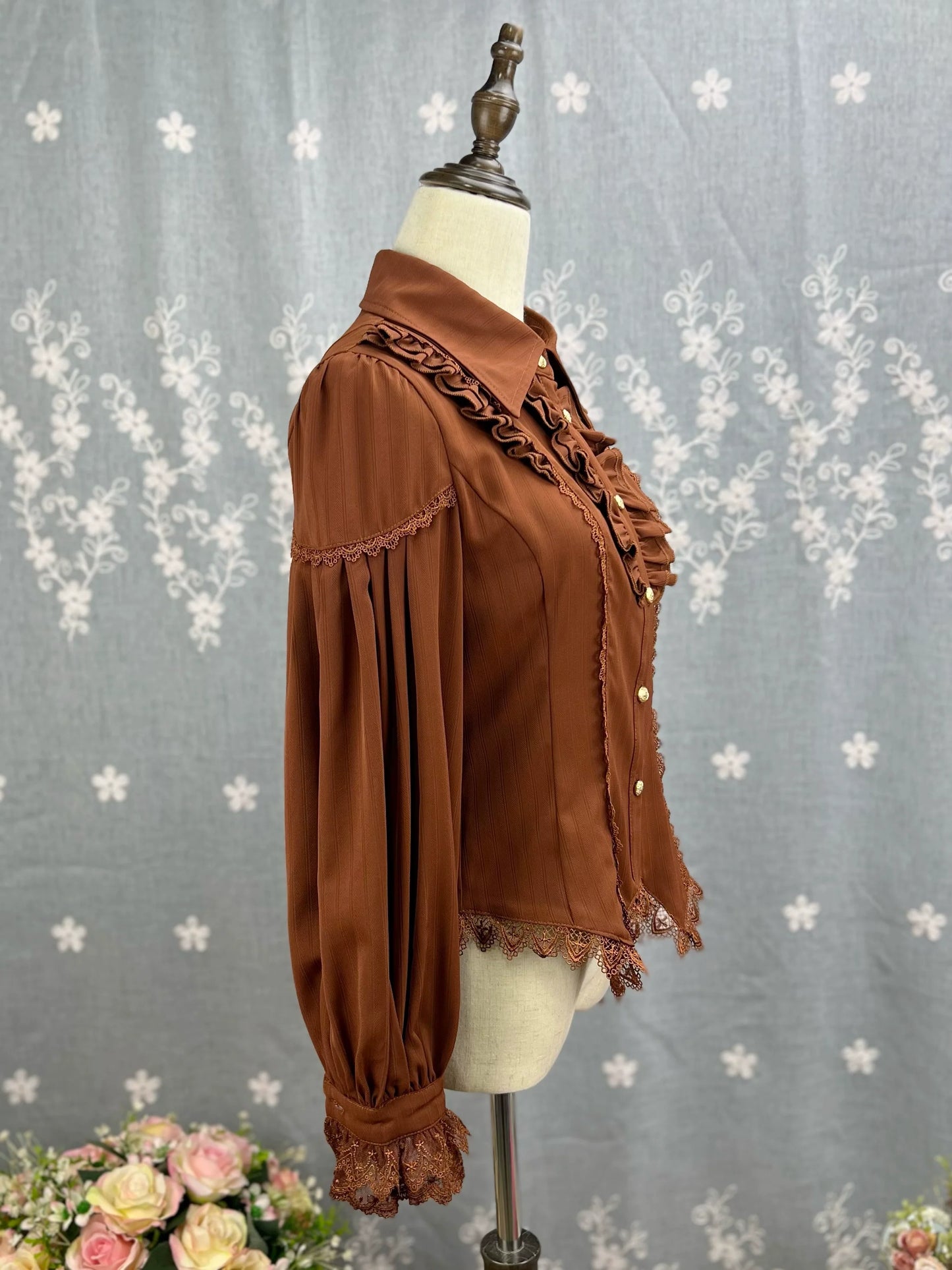 DMFS Lolita - Night Banquet - Pointed Collar Classic Lolita Shirt, Long Sleeve