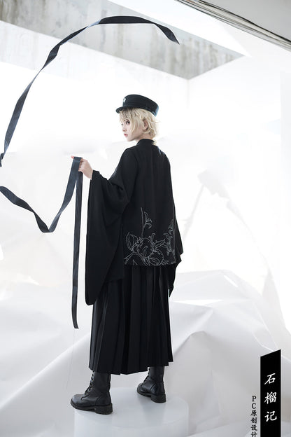 Princess Chronicles - Pomegranate Note - Chinese Style Black Pleated Skirt