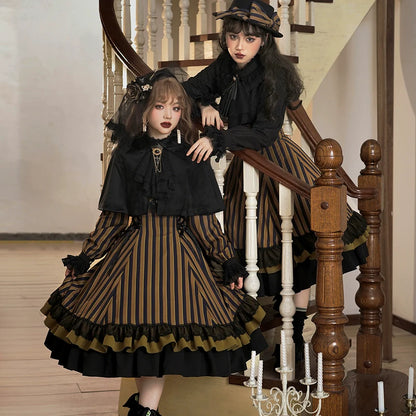 Miss Point - Stripped Lolita Headband Veil Hat Clip Necklace