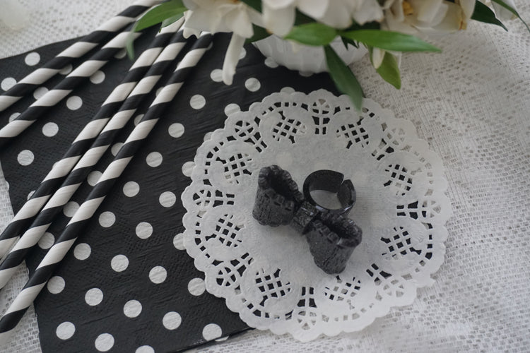 Cat Tea Party - Sweet Lolita Bow Ring and Necklace