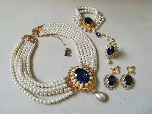 Rose of Sharon - Classic Lolita Pearl Bracelet with Ring