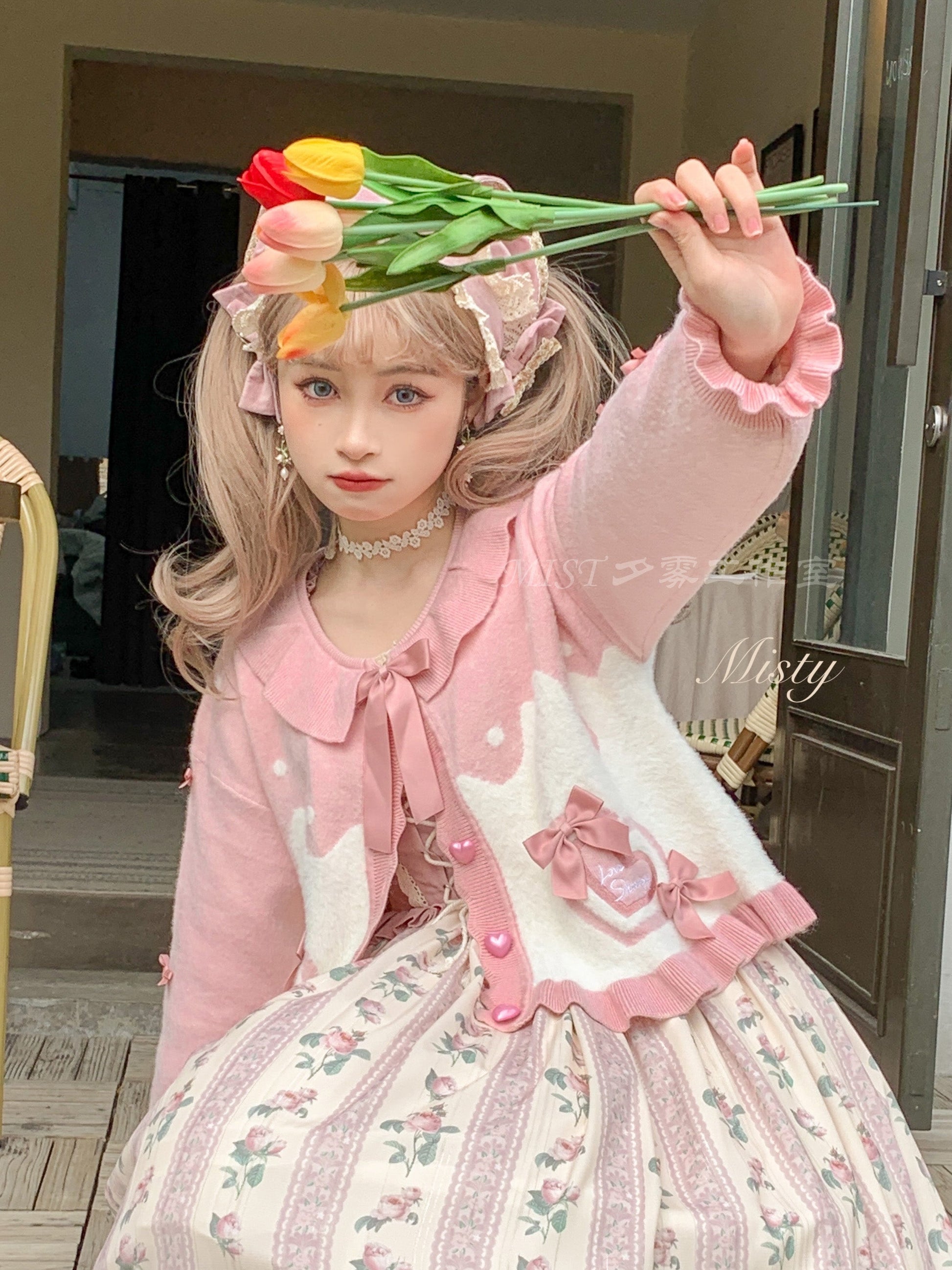 MIST - Beating Heart - Sweet Lolita Thick Sweater Coat Puff Sleeve