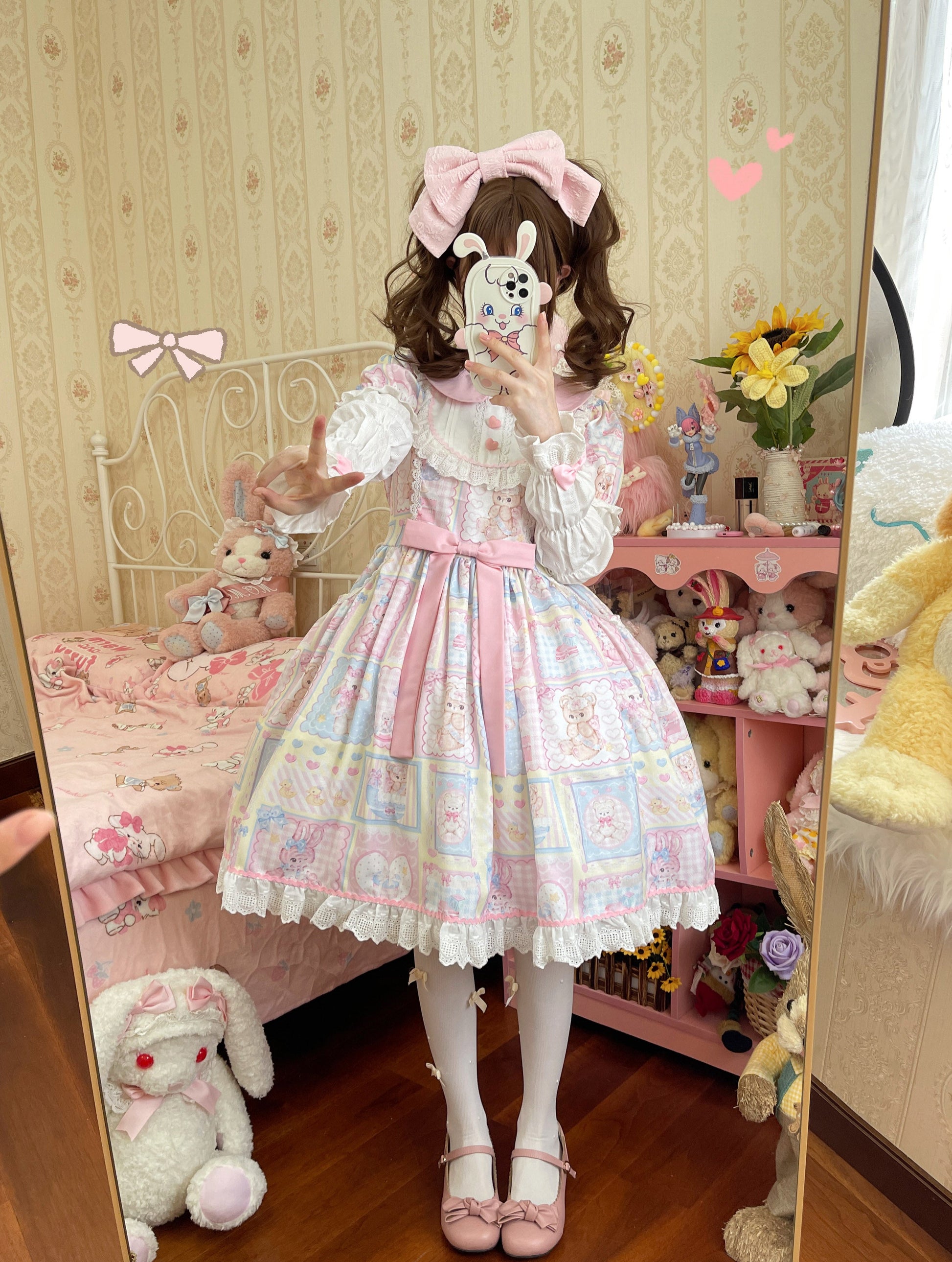 Hanguliang - Sweet Bunny Bear - Sweet Lolita Dress Long Sleeve Winter Lolita OP