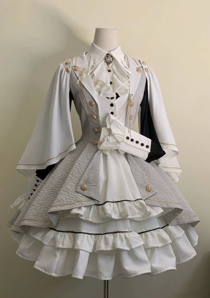 SilentMars - Law of the Fallen Moon - Retro Lolita Vest Coat Suit Knight Style Skirt
