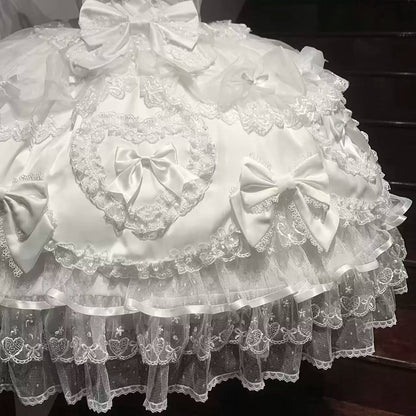 Sugar Girl - Velvet Sweetheart - Doll-like Sweet Lolita Jumper Dress, Bow Accents