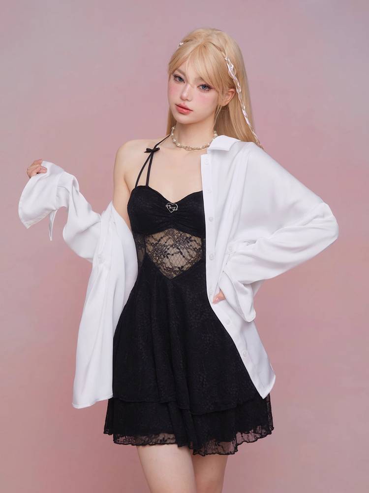 See-through suspender dress【s0000008933】