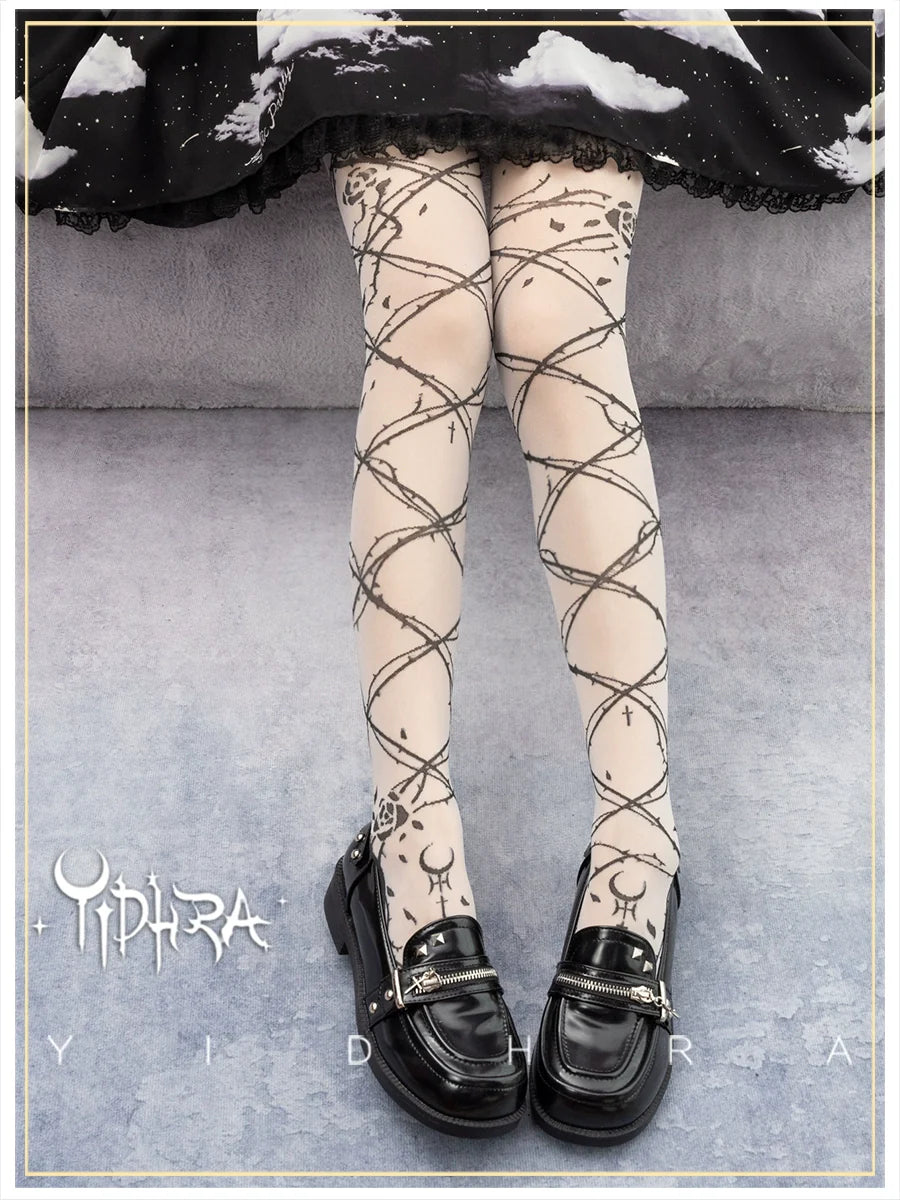 Glass Yarn Gothic Lolita Tights for Tropical Elegance