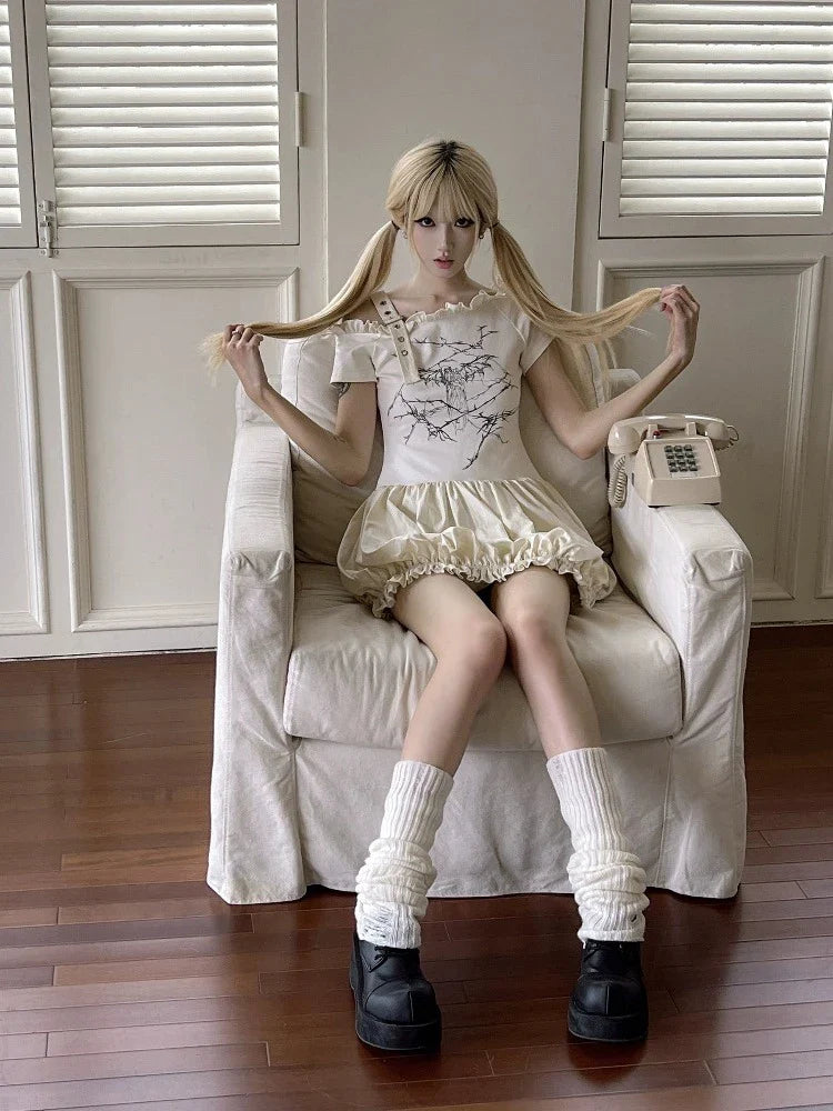 Printed off-the-shoulder dress【s0000009338】