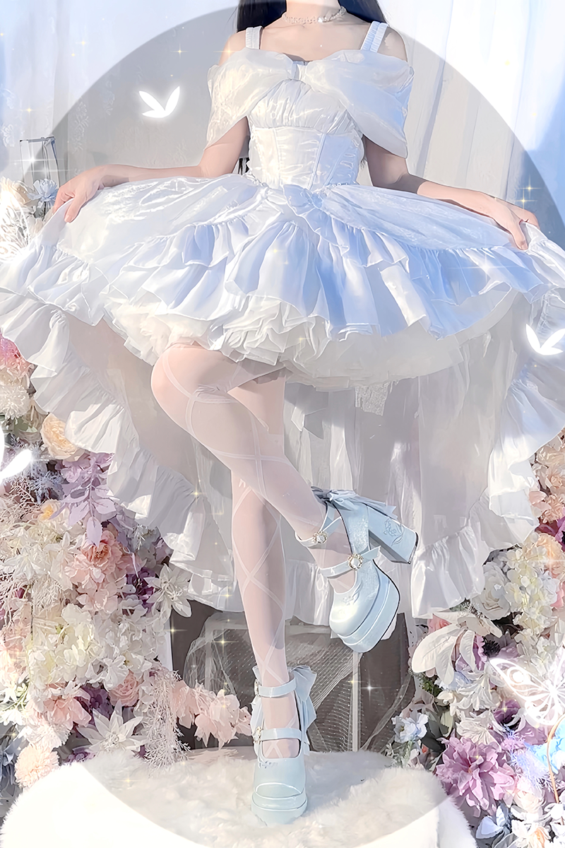 Dreamland - Floating Dream Lily - Elegant Lolita High Heel Shoes, Detachable Bow