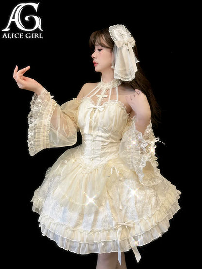 Alice Girl - Cross Princess - Sweet Lolita Princess Sleeves Cross Embroidery Sleeves