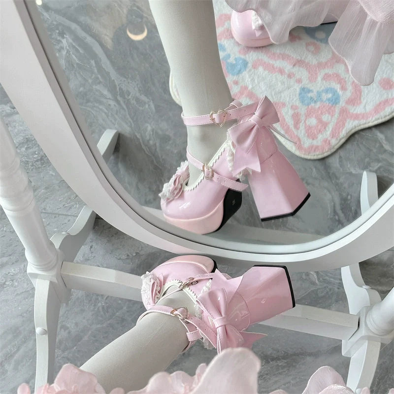 Jiangjiang Biscuit - Elegant Lolita High Heel Shoes Round Toe Low Cut