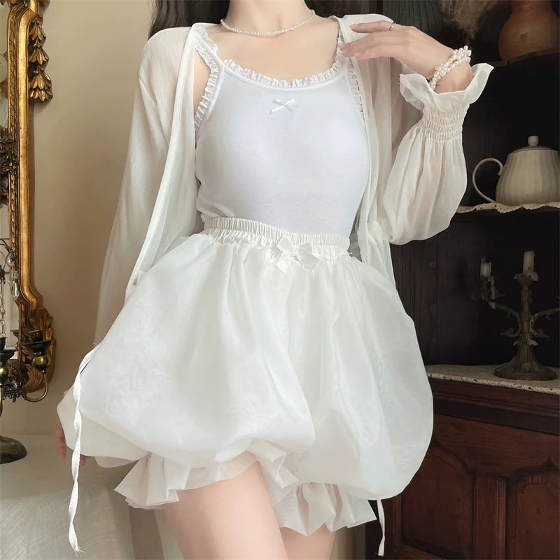 Sugar Girl - Casual Lolita Bloomer Solid Color Organza Shorts Bloomers