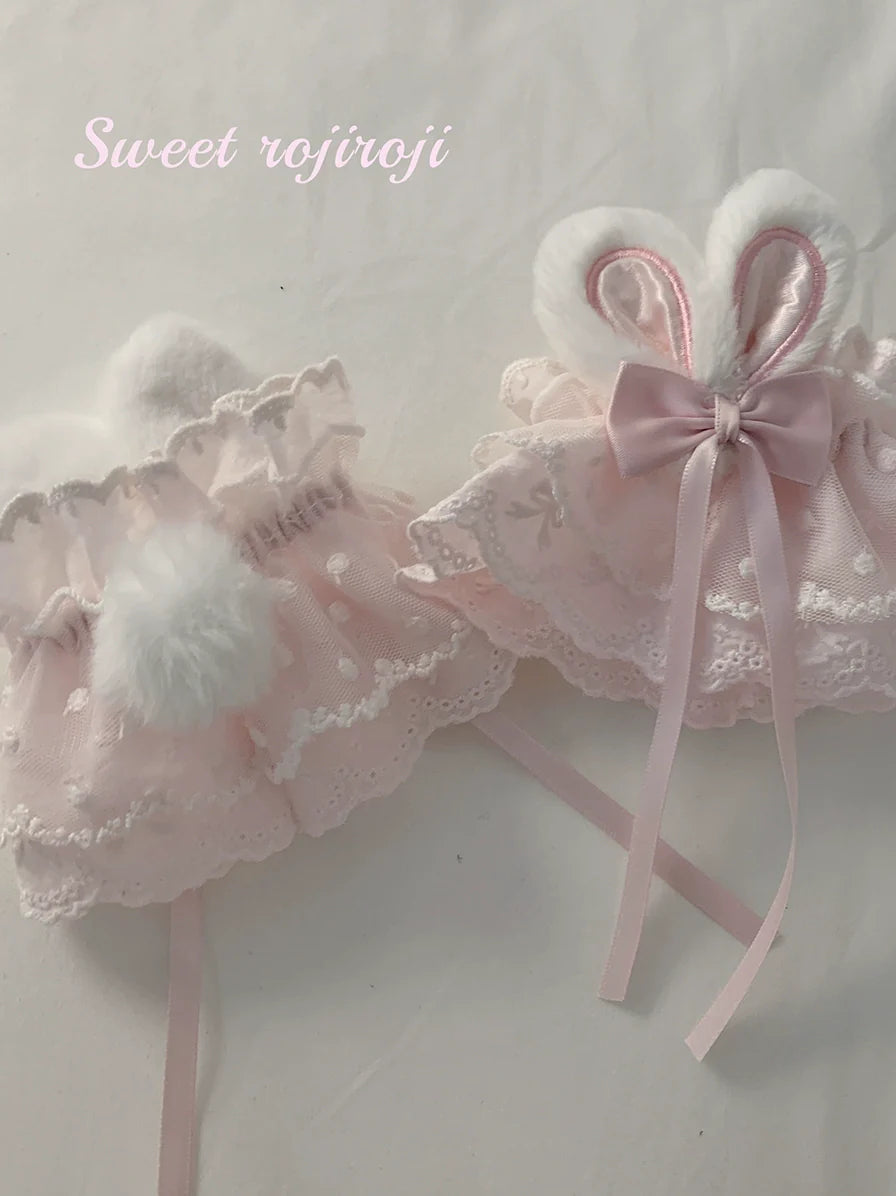 Roji roji - Cute Lolita Bunny Ears Cuffs Lace Summer Butterfly Hand Sleeves